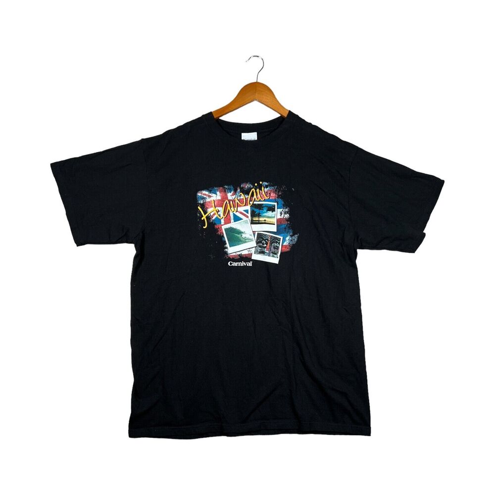 Hawaii Carnival Cruise Polaroid Flag Black Surf Beach Travel T Shirt sz 2XL